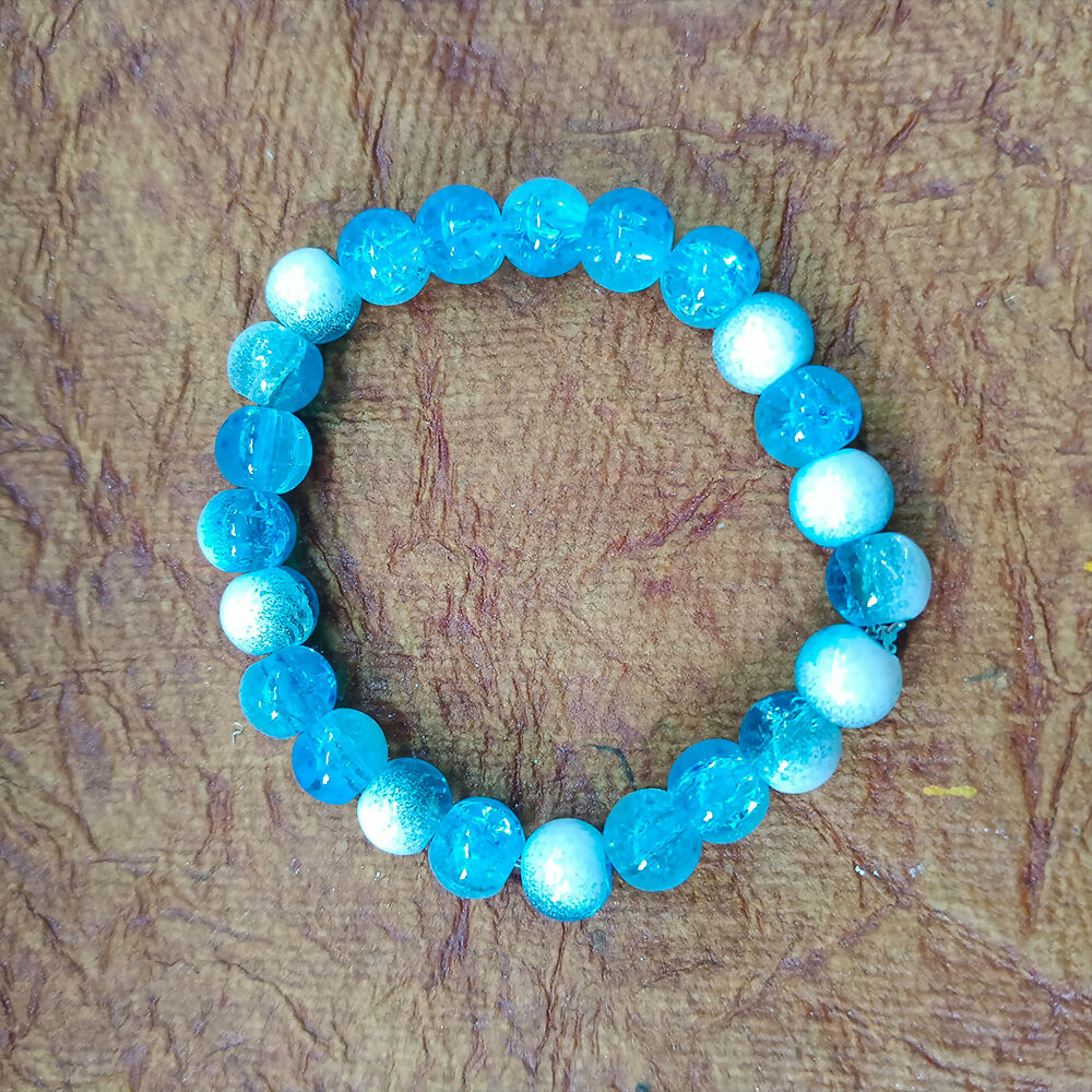 Crystal Crackle Glass Beads Stretch Bracelet