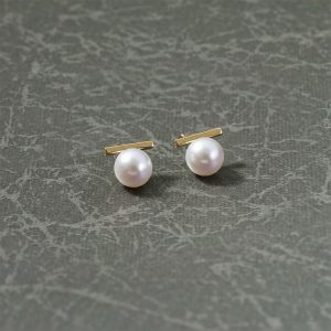 Elegant Pearl Bar Stud Earrings for Women | Minimal Gold Plated Korean Style Earrings | Daily Wear & Party Jewelry