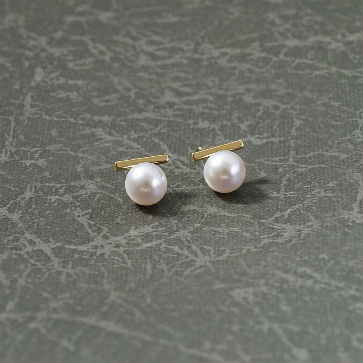 Elegant Pearl Bar Stud Earrings for Women | Minimal Gold Plated Korean Style Earrings | Daily Wear & Party Jewelry - Image 2