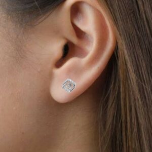 Rhodium Plated AD Crown Stud Earrings - Anti-Tarnish, Daily Wear for women and girls