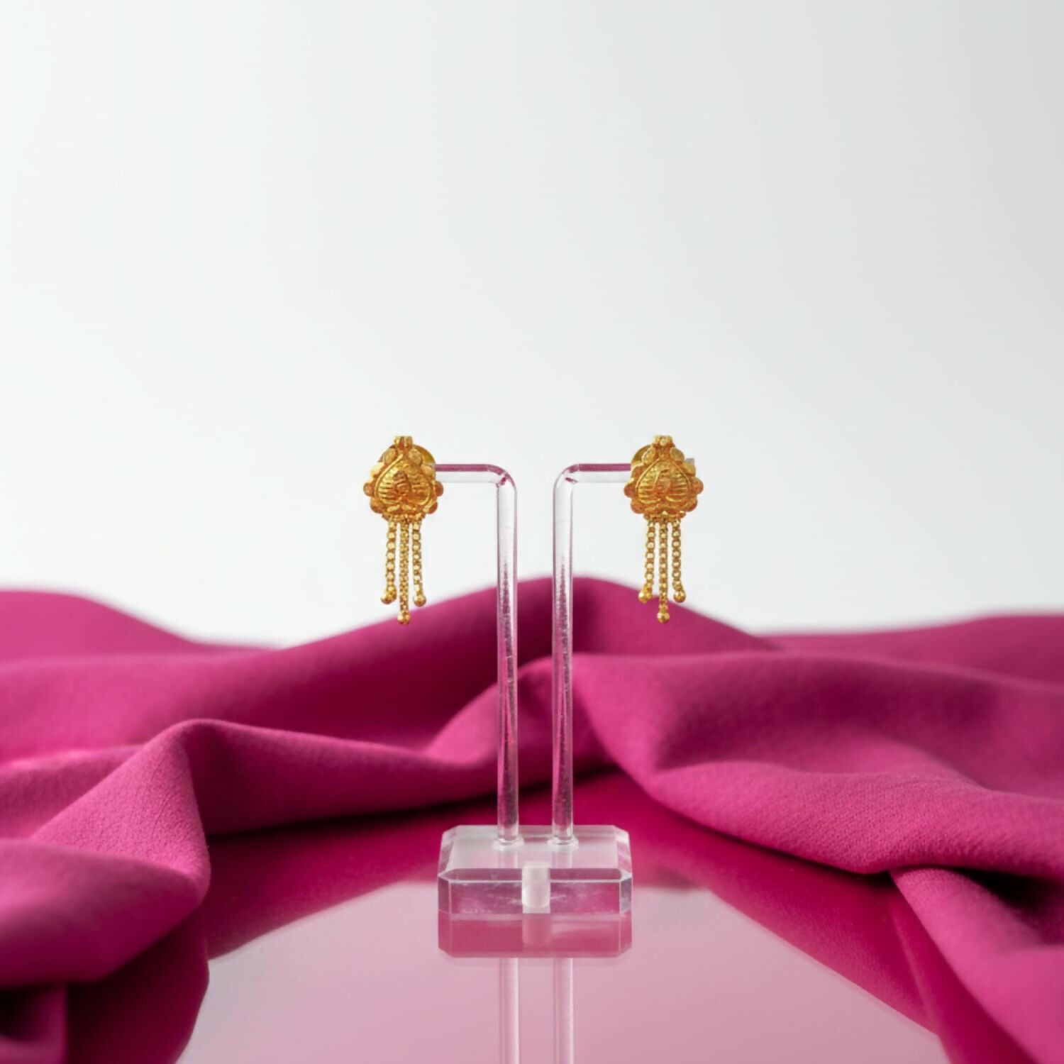 Nice 3 Line Golden Earrings for Women & Girls – Traditional Fancy Gift - Image 3