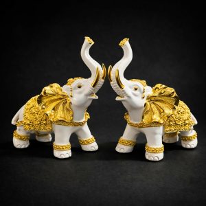 Pair of Lucky Elephant Statues Feng Shui Decor Showpiece for Home & Office