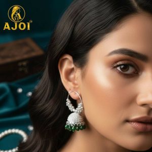 Elegant Silver with Emerald Drops