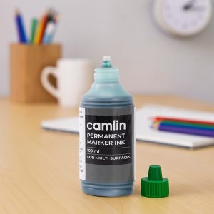 Camlin Permanent Marker Ink 100 ml – Green Color Refill Ink for Multi-Surfaces