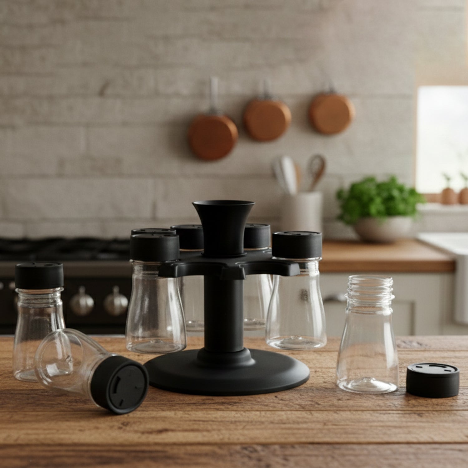 8 in 1 Revolving Plastic Spice Rack Set with Rotating Stand