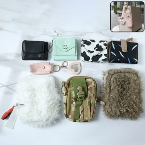 Stylish Mini Coin Purse & Card Holder Wallet with Keychain (1 Pc, Mix Design)