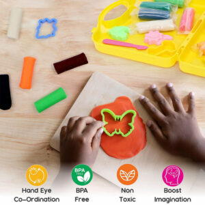 Aditi Moldy Magic 10-Color Dough Art Kit with Animal Moulds, Cutters & Carry Case