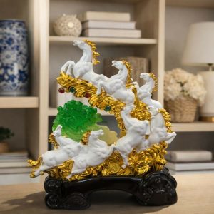 Seven Running Horses Statue Lucky Feng Shui Decor Showpiece