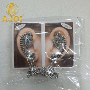 Regal Peacock Jhumka Silver Earrings