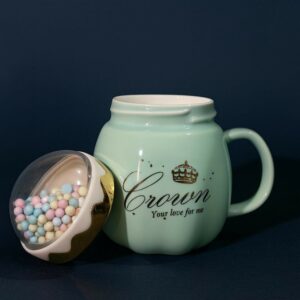 Premium Ceramic Crown Mug with Decorative Dome Lid | Cute Luxury Coffee & Milk Cup for Women, Girls & Gifting | Heat-Resistant Elegant Mug with Golden Crown Design | Perfect for Home, Office, Tea, Coffee & Hot Beverages