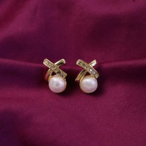 Elegant Pearl Crystal Stud Earrings for Women And Girls