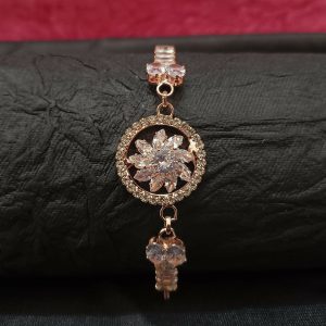 Sparkling AD Floral Design Bracelet For party wear