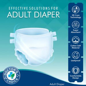 ADULT TAPED DIAPER WITH ANTI-BACTERIAL PROPERTIES - LEAKPROOF, 10 HOURS PROTECTION