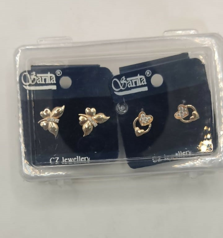 Rose Gold Heart & Butterfly Stud Earrings Set for women and girls Combo Pack of 2 - Image 5