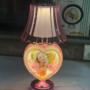Heart Shape Photo Table Lamp with Shade for Bedroom & Gift Decor