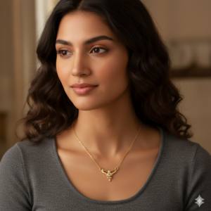 Minimal Gold & AD Pendant Necklace For women and girls