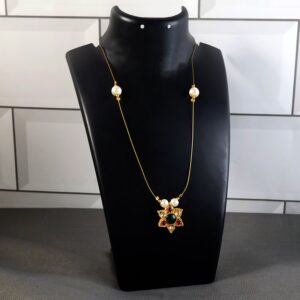 Traditional Multicolor Stone Floral Pendant Necklace Chain (1 Pc)