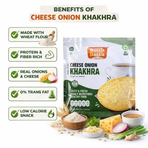 Naasta Baasta Cheese Onion Khakhra - Crispy Ready to Eat Wheat Flour Snack (200 Gm)