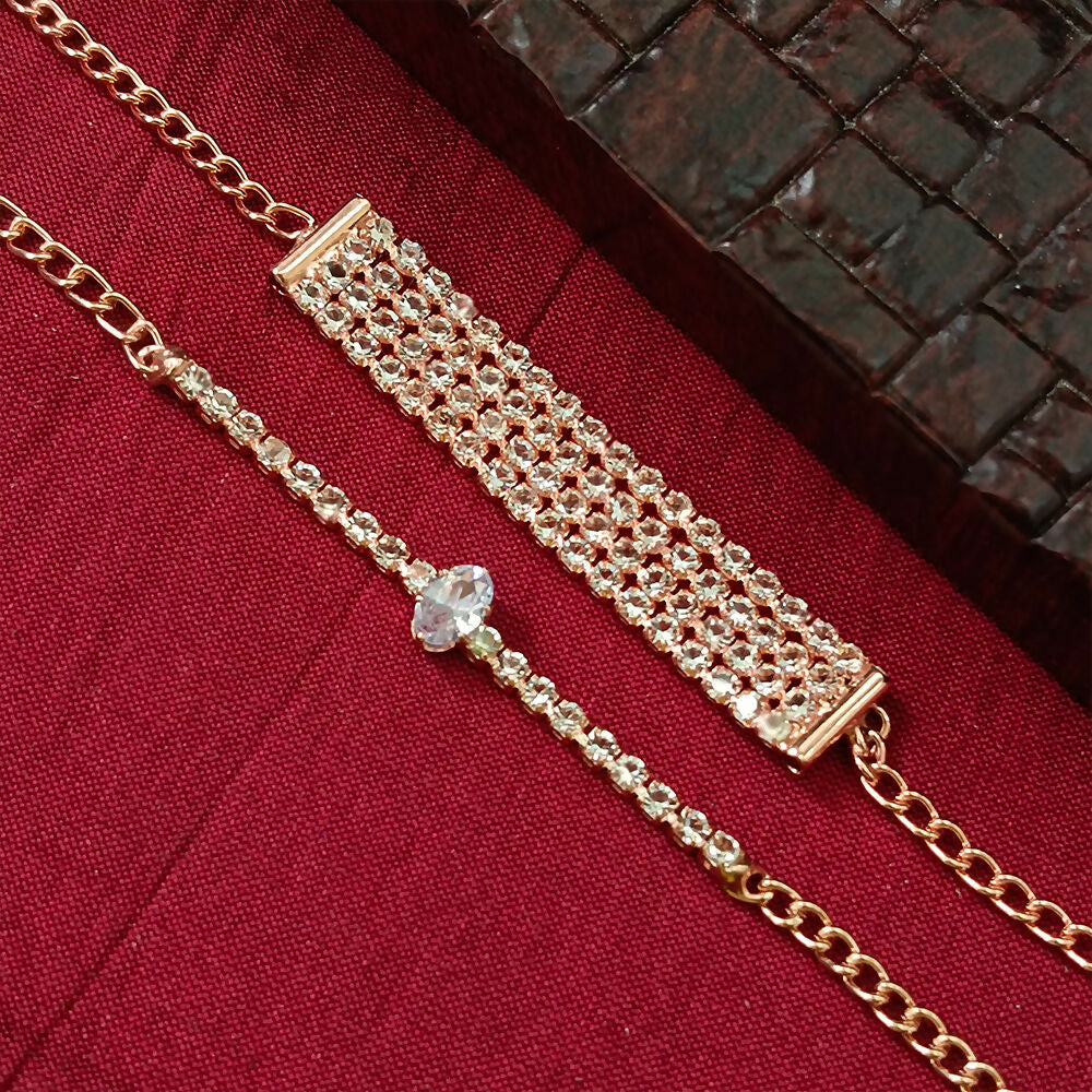 Rose Gold Plated Pack Of Stone Bracelet - Image 2