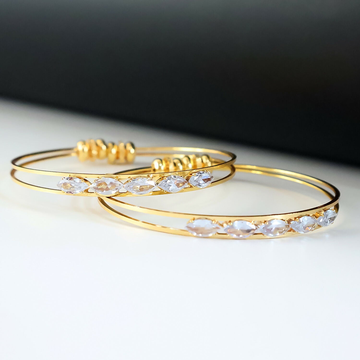 Crystal Studded Dual-Line Bangles
