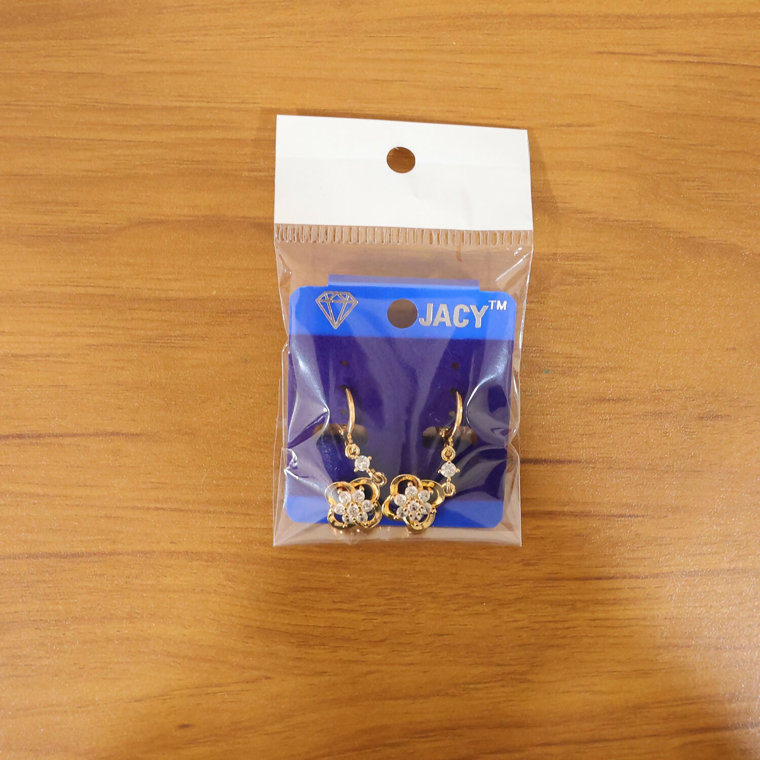 Gold-Tone Crystal Floral Drop Hoop Earrings for Women - Image 6