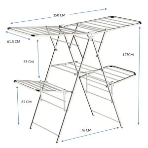 Double-Layer Foldable Stainless Steel Clothes Drying Rack (150×76×127 cm)