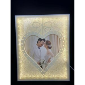 LED Heart Photo Frame with Glitter Border & Warm Glow for Wedding & Gifting