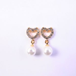 Heart Shape Pearl Drop Earrings for Women – Elegant Stud Style Party Wear Jewellery