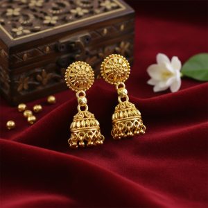 Beautiful Gold Plated Traditional Jhumka Earrings for Women Party Wear