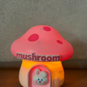 Pink Mushroom Study Table Lamp with Pencil Sharpener & USB Charging