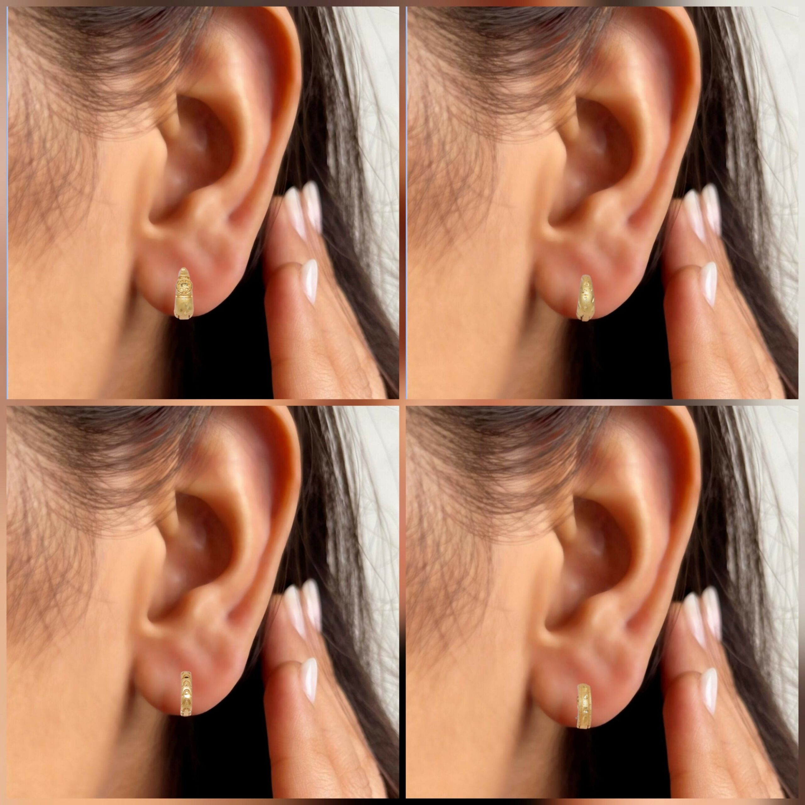 Gold AD bali Huggie Hoop Earrings kan ki bali for women and girls Combo Pack of 4 - Image 2