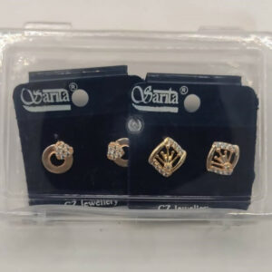 Rose Gold Crown & Heart Stud Earring Set for women and girls Combo Pack of 2