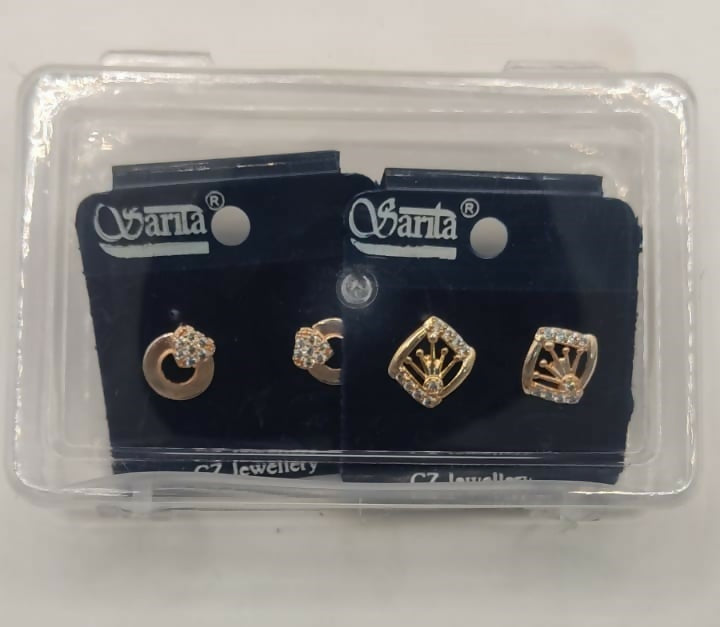 Rose Gold Crown & Heart Stud Earring Set for women and girls Combo Pack of 2 - Image 5