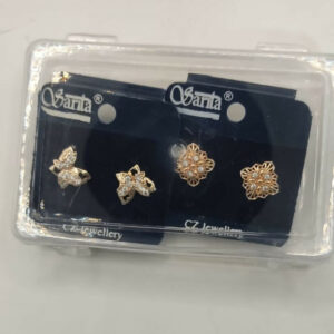Rose Gold Butterfly & Filigree Square Stud Earrings Set for women and girls Combo Pack of 2