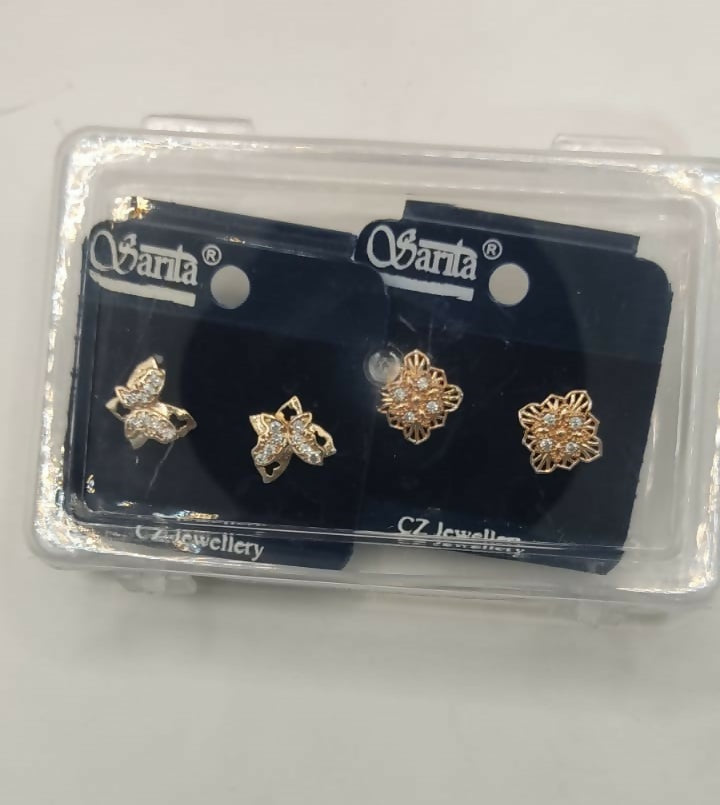 Rose Gold Butterfly & Filigree Square Stud Earrings Set for women and girls Combo Pack of 2 - Image 5