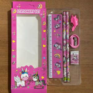 Kids Unicorn Stationery Set with 2 Pencils, Ruler, Eraser & Sharpener