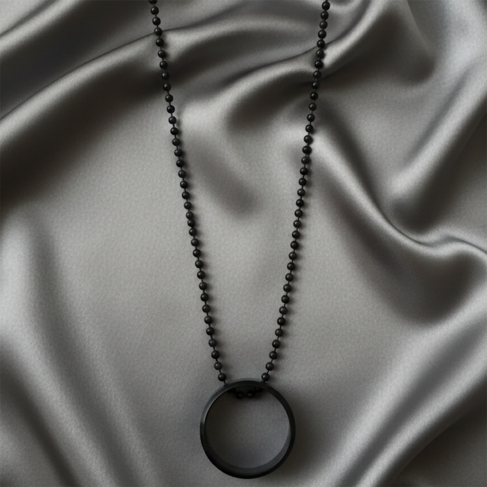 Elegant Big Black Round Shape Pendant Necklace for Men