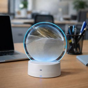 LED Round Static Black & White Sand Art Lamp | Ambient Decorative Night Light