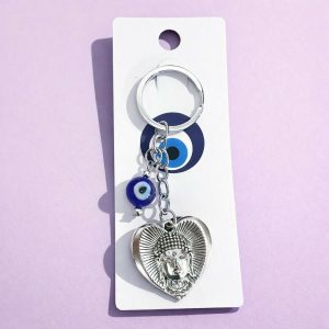 Buddha Evil Eye Heart Keychain for Car Keys, Bags & Spiritual Gifting