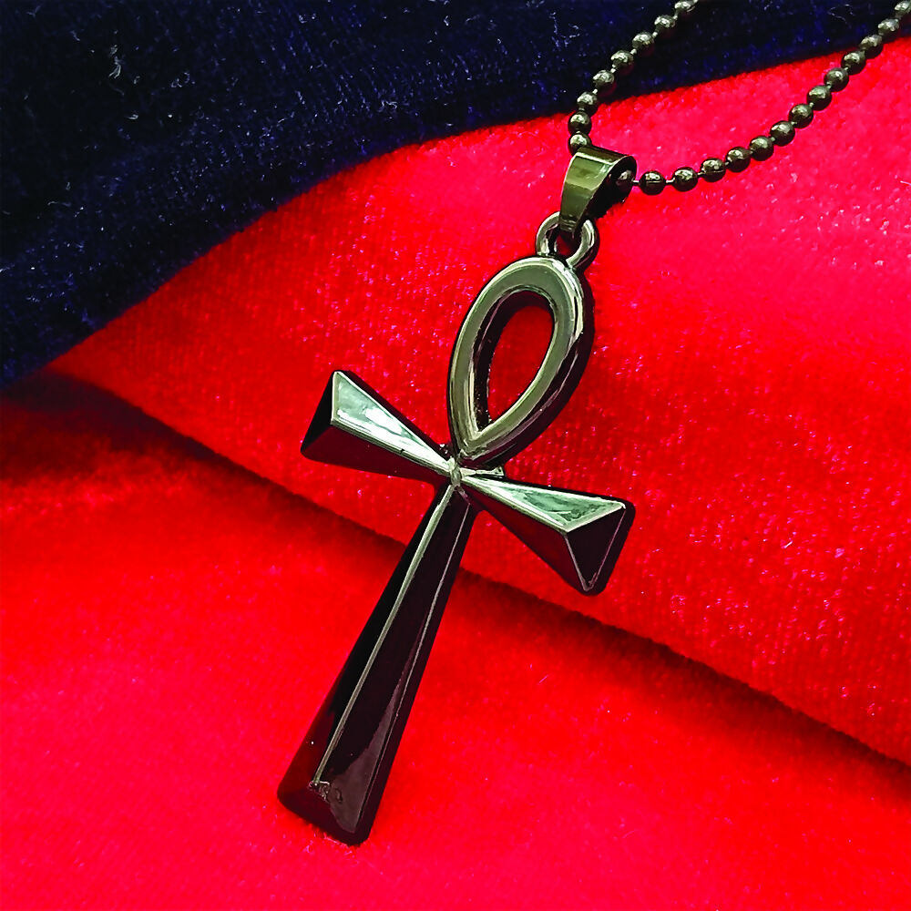 Egyptian Ankh Symbol Black Pendant Necklace for Men's
