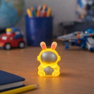 Silver Cute Bunny Astronaut LED Night Lamp for Kids Room & Desk Decor