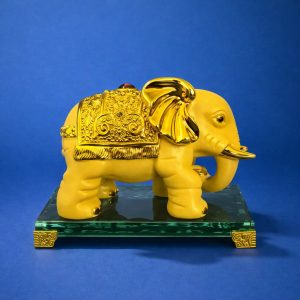 Golden Elephant Decorative Showpiece for Home Temple and Table Decor
