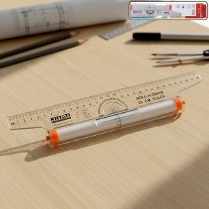 Roll-N-Draw Precision Ruler with Rolling Guide for Drawing & Drafting (30Cm)