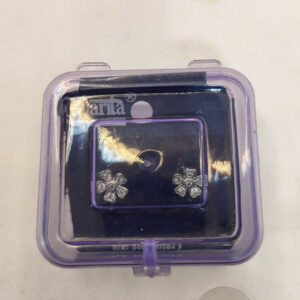 Sterling Silver AD Flower Stud Earrings - Dainty Floral Blossom Jewelry for women and girls