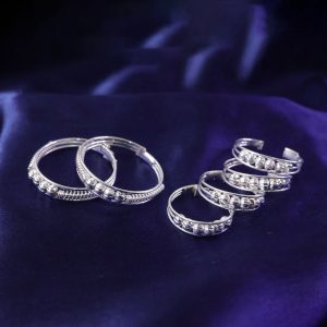 Elegant Sterling Silver Toi et Moi Inspired Beaded Ring Set