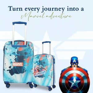 Novex Marvel Captain America Kids Polycarbonate Trolley Bag for Boys Travel Luggage with Spinner Wheel (18 Inch)
