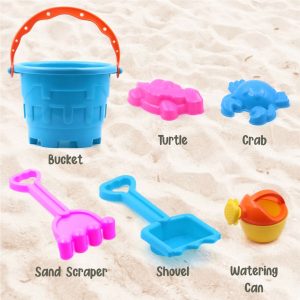 Aditi Kids Beach Sand Toy Set with Bucket, Shovels and Moulds, Safe ABS Plastic Play Set 6PC