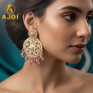 Pink Floral Beaded Earrings