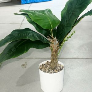 Artificial Large Leaf Tabletop Plant with Pot for Home & Office Décor