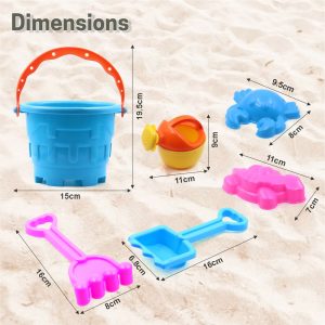 Aditi Kids Beach Sand Toy Set with Bucket, Shovels and Moulds, Safe ABS Plastic Play Set 6PC